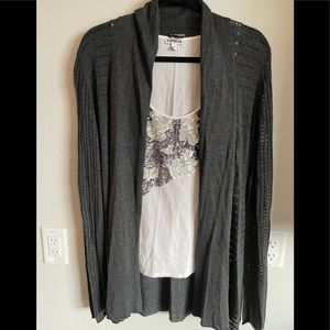 Express long sleeve sweater and sequin sweater & tank set size M  L gray white